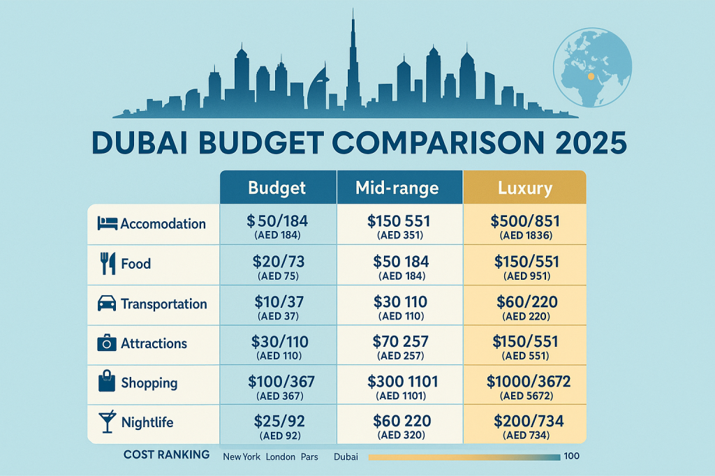 تكلفة السياحة في دبي