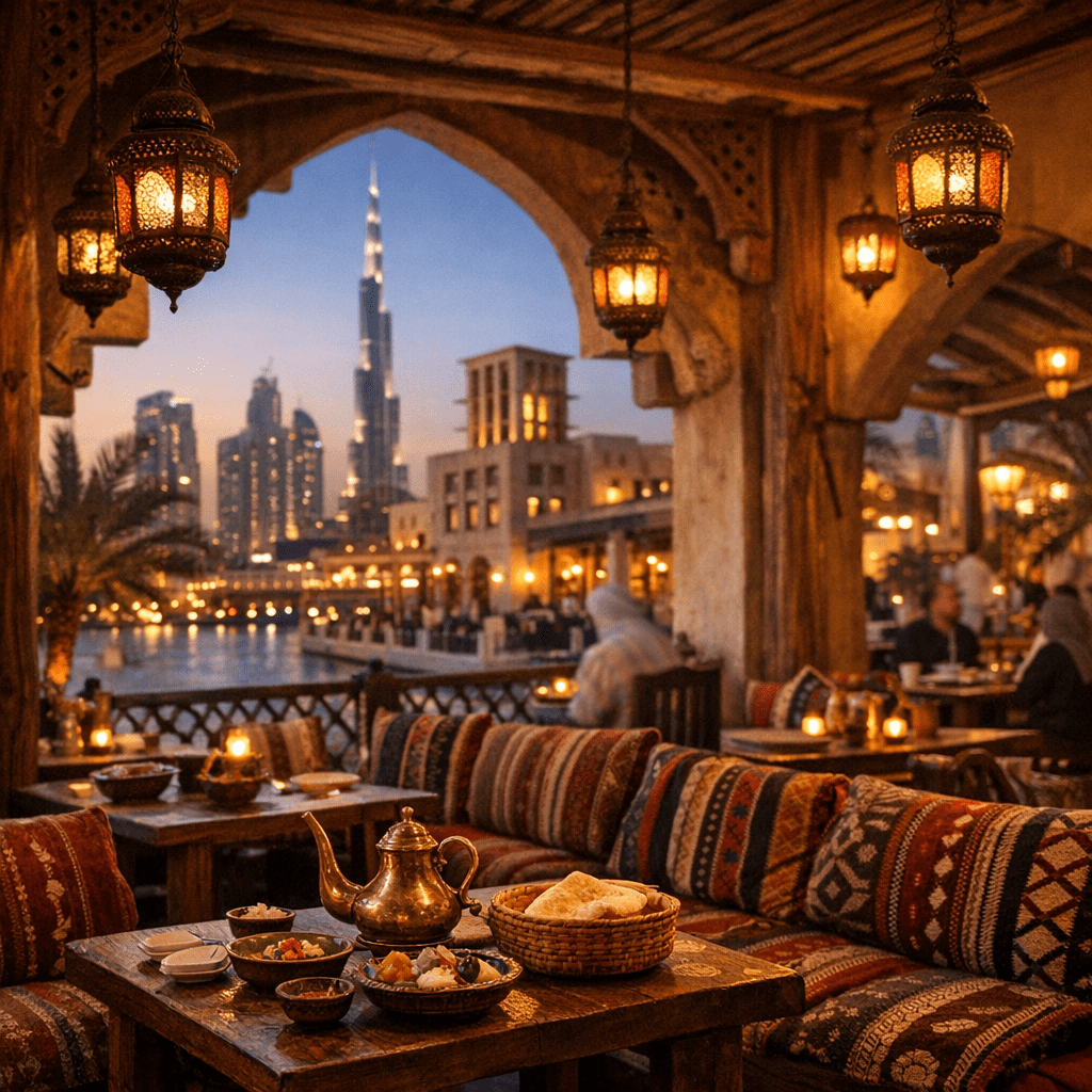 مطعم أصيل في دبي واجهة بحرية أجواء فاخرة