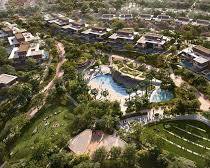 منطقة دبي لاند في دبي مع المساحات السكنية والطرق الرئيسية