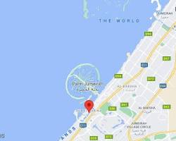 موقع شاطئ دبي مارينا على خريطة دبي بالقرب من مرسى دبي