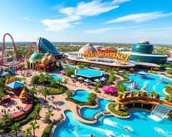 مجسمات الزهور العملاقة في حديقة الزهور بدبي (دبي ميراكل جاردن) تحت أشعة الشمس.